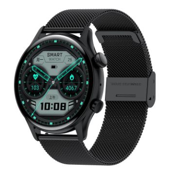 HK8Pro Smart Watch, 1.36" AMOLED, Steel Strap, NFC, Blood Oxygen, Black - 1