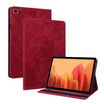 Samsung Galaxy Tab A7 10.4 2020 Butterfly Flower Leather Case Red - 1