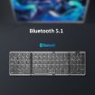 Foldable Bluetooth Keyboard with Touchpad, Rechargeable, Silver - B089T - 5