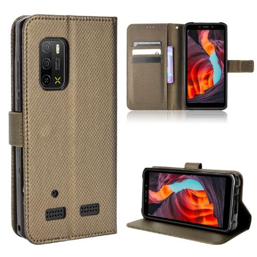 Ulefone Armor X10/X10 Pro Brown Leather Phone Case with Diamond Texture - 1