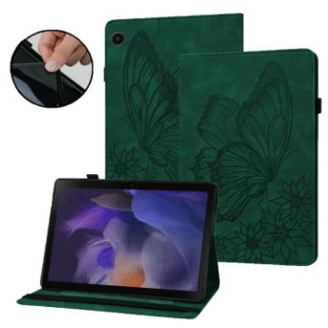 Samsung Galaxy Tab A8 Green Butterfly Embossed Leather Case - 1