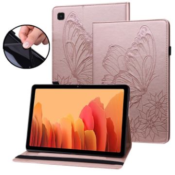 Samsung Galaxy Tab A7 T500 Butterfly Embossed Leather Case Rose Gold - 1