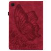 Samsung Galaxy Tab A7 T500 Red Butterfly Embossed Leather Case - 3