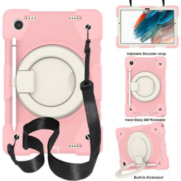 Samsung Galaxy Tab A8 10.5 2021 Pink Full Body Case with Holder & Strap - 1