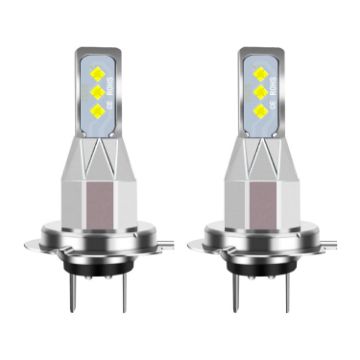 H7 Car LED Fog Light Pair 12V-24V 12W 1800LM Yellow - 1