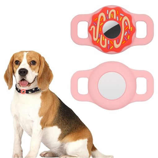 Pink Donut Pet Collar Silicone Cover for AirTag - Anti-scratch & Shockproof - 1