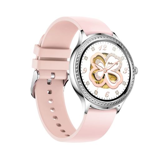 AK35 Smart Watch - 1.32" IPS Screen, Sleep & Blood Oxygen Monitoring, Pink Band - 1