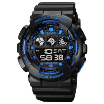 SKMEI 1857 Blue Waterproof Electronic Watch with Stainless Steel Buckle - 1