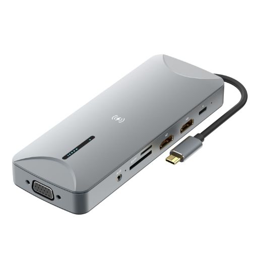 V240 12-in-1 USB-C/Type-C 3.1 HUB Docking Station - Grey - 1