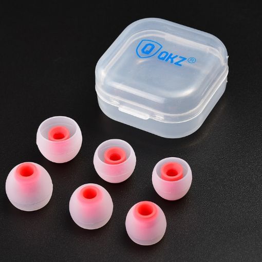 QKZ GJES 6-in-1 In-Ear Earphone Silicone Ear Caps White Red - 1