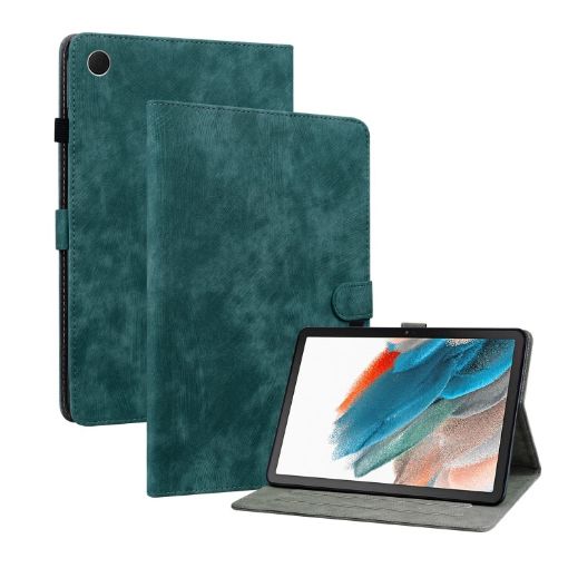 Samsung Galaxy Tab 8 10.5 Tiger Pattern Flip Leather Case Dark Green - 1