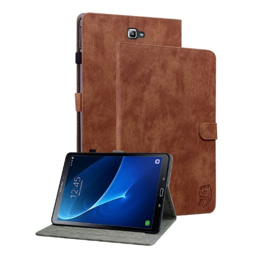Samsung Galaxy Tab A 10.1 2016 Tiger Pattern Flip Leather Case Brown - 1