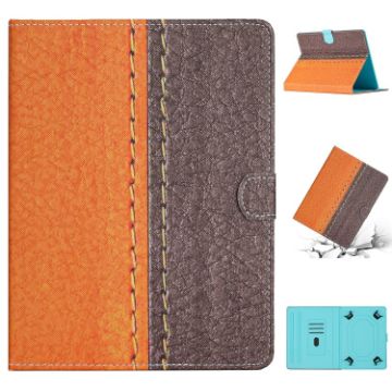7" Orange Leather Tablet Case - Solid Color, Stitching Design - 1