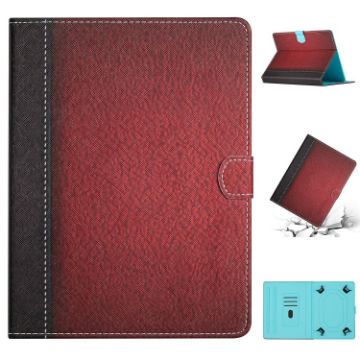 8" Red Leather Tablet Case - Solid Color, Stitching Design - 1