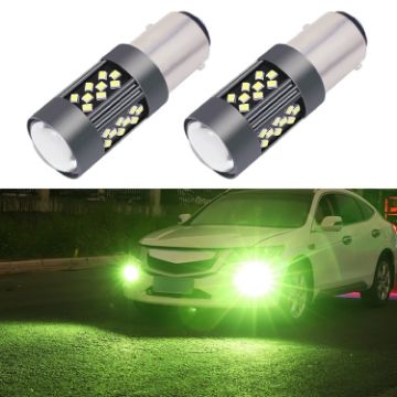 1157 12V 7W Car LED Fog Light Pair - Lime Light - 1