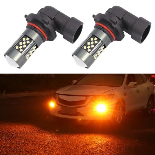 9006 12V 7W Car LED Fog Light Pair - Orange Light - 1