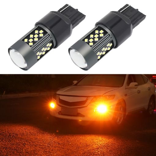 7440 12V 7W Strobe Car LED Fog Light Pair - Orange Light - 1