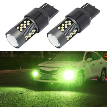 7443 12V 7W Strobe Car LED Fog Light Pair - Lime Light - 1