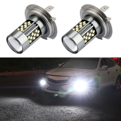 H7 12V 7W Strobe LED Fog Light Pair - White Car Lights - 1