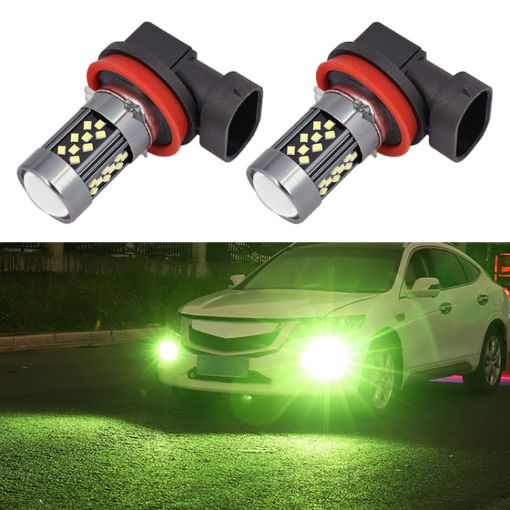 H11 12V 7W Strobe LED Fog Light Pair - Lime Light for Cars - 1