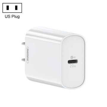 REMAX RP-U70 20W USB-C PD Fast Charger, US Plug, White - 1