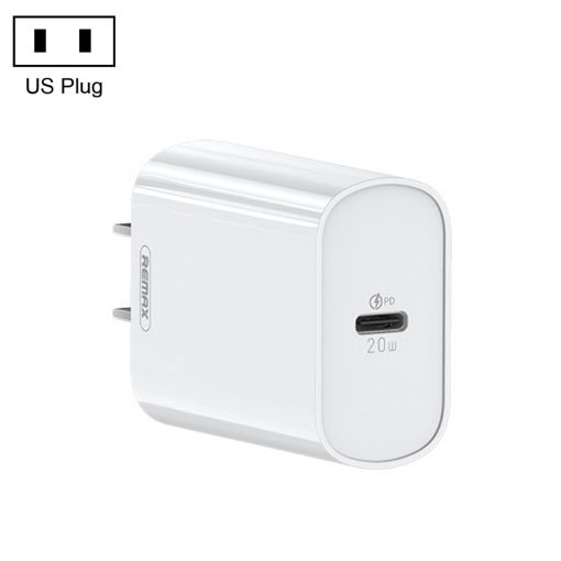 REMAX RP-U70 20W USB-C PD Fast Charger, US Plug, White - 1
