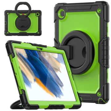 Samsung Galaxy Tab A8 Case: Yellow Green Silicone + PC Bracelet Holder - 1