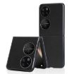 Huawei P50 Pocket Black Litchi Texture Phone Case - Plain Skin Cover - 1