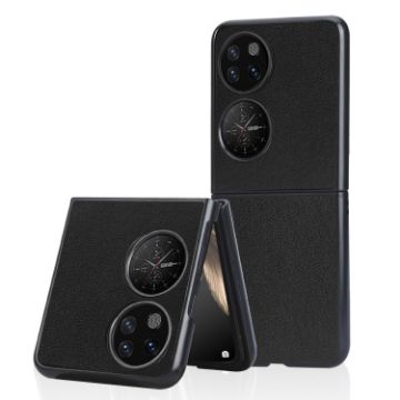 Huawei P50 Pocket Black Litchi Texture Phone Case - Plain Skin Cover - 1
