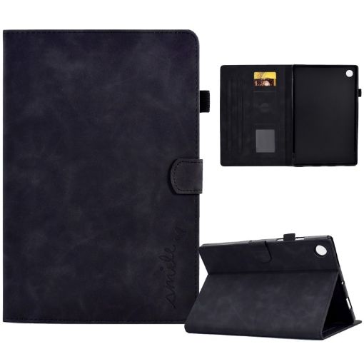 Samsung Galaxy Tab A8 10.5 2021 Black Embossed Smile Leather Case - 1