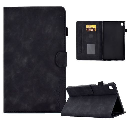 Samsung Galaxy Tab A 8.0 2019 T290 Embossed Smile Leather Case Black - 1