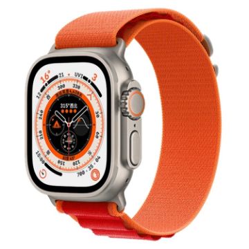 Apple Watch Ultra 49mm Nylon Band - Orange & Red Replacement Strap - 1