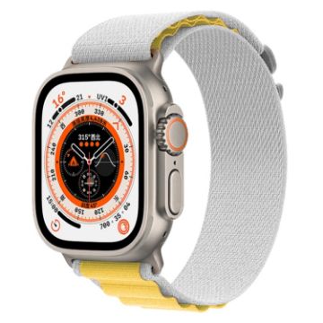 Apple Watch Ultra 49mm Nylon Band - Yellow & Grey Replacement Strap - 1
