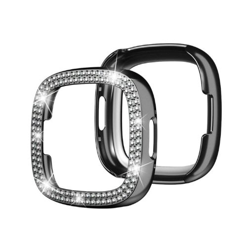 Fitbit Versa 4/Sense 2 Black Double-Row Diamond PC Watch Case - 1