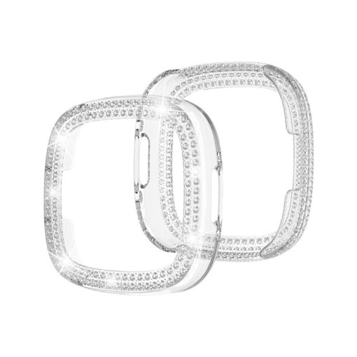 Fitbit Versa 4/Sense 2 Double-Row Diamond PC Watch Case - Transparent - 1