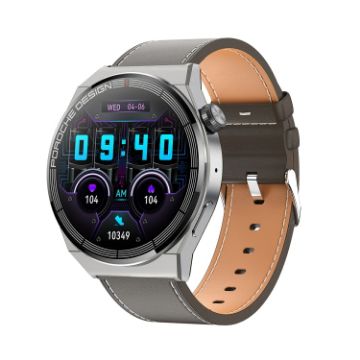 Ochstin 5HK46P 1.36" Round Screen Leather Strap Smart Watch (Brown) - 1