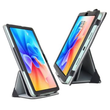 TCL 10 TabMax 4G Leather Case with Holder & Bandage - Black - 1