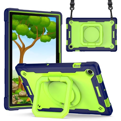 Samsung Galaxy Tab A8 10.5 2021 Silicone PC Case Navy Blue/Yellow Green - 1
