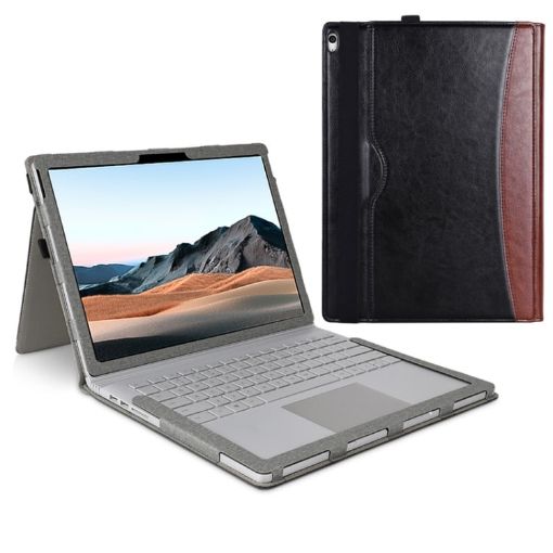 Microsoft Surface Book 3/2/1 15" Leather Laptop Case - Black Brown - 1