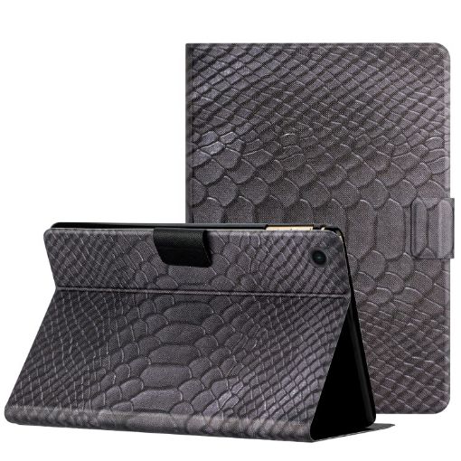 Samsung Galaxy Tab A8 Black Crocodile Texture Leather Tablet Case - 1