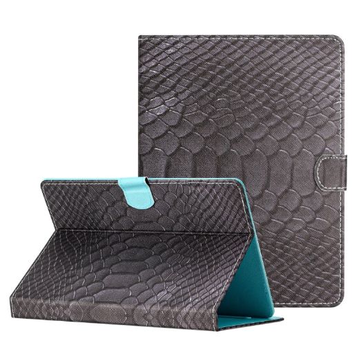 7" Tablet Case - Black Crocodile Texture Leather Cover - 1