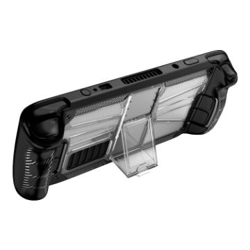 Shockproof PC + TPU Protective Case with Holder for Steam Deck (Black+Transparent) - 1