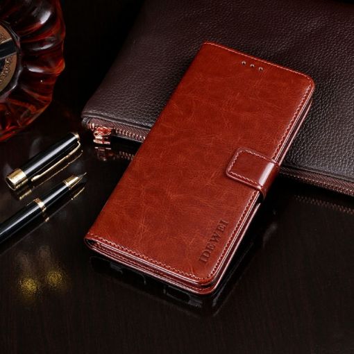 Ulefone S10 Pro Brown Leather Flip Case with Holder & Card Slots - 1