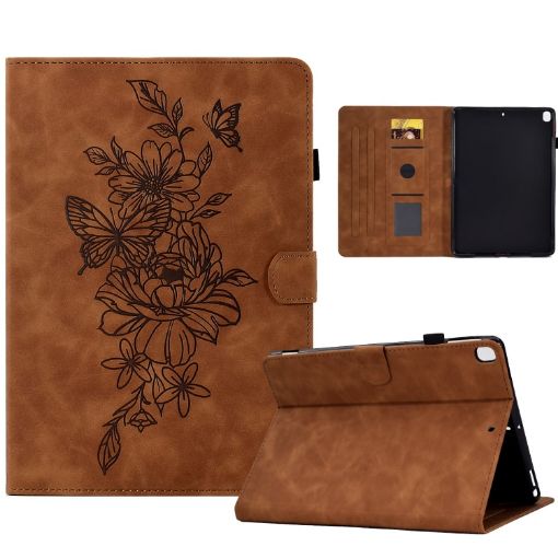 Samsung Galaxy Tab A7 10.4 2020 T500 Leather Case Peony Butterfly Brown - 1