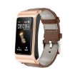 H21 Smart Watch: 1.14" Leather Band, Temp Measure, Bluetooth Call, Gold - 2