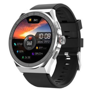 Silver BM01 Smart Watch - 1.45" Silicone Band, IP68 Waterproof, Bluetooth/NFC - 1