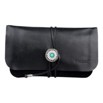 FIREDOG CL91 Black Sheepskin Leather Tobacco Bag - Handmade & Portable - 1