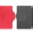 Docomo dtab D-51C Red Leather Tablet Case - Custer Texture 3-Fold Holder - 6