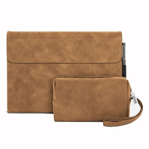 Microsoft Surface Pro X Sheepskin Shockproof Case with Power Bag - Brown - 1