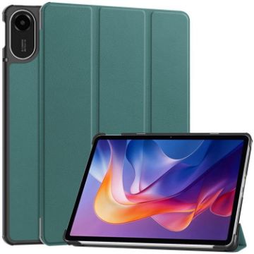 Xiaomi Redmi Pad 2 Green Leather Tablet Case - 3-Fold Holder Cover - 1